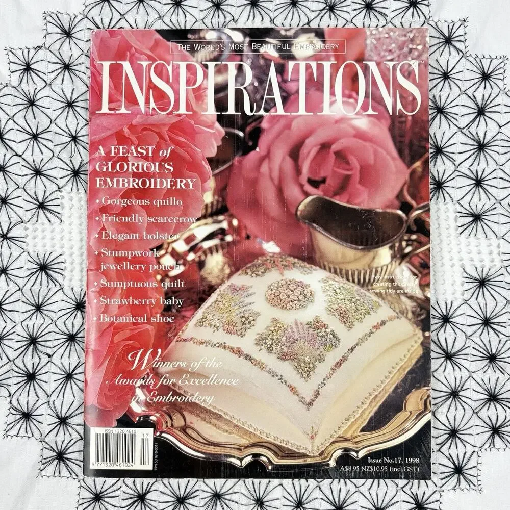 VTG 1998 Inspirations Embroidery Magazine #17 Floral Cottage Needlepoint